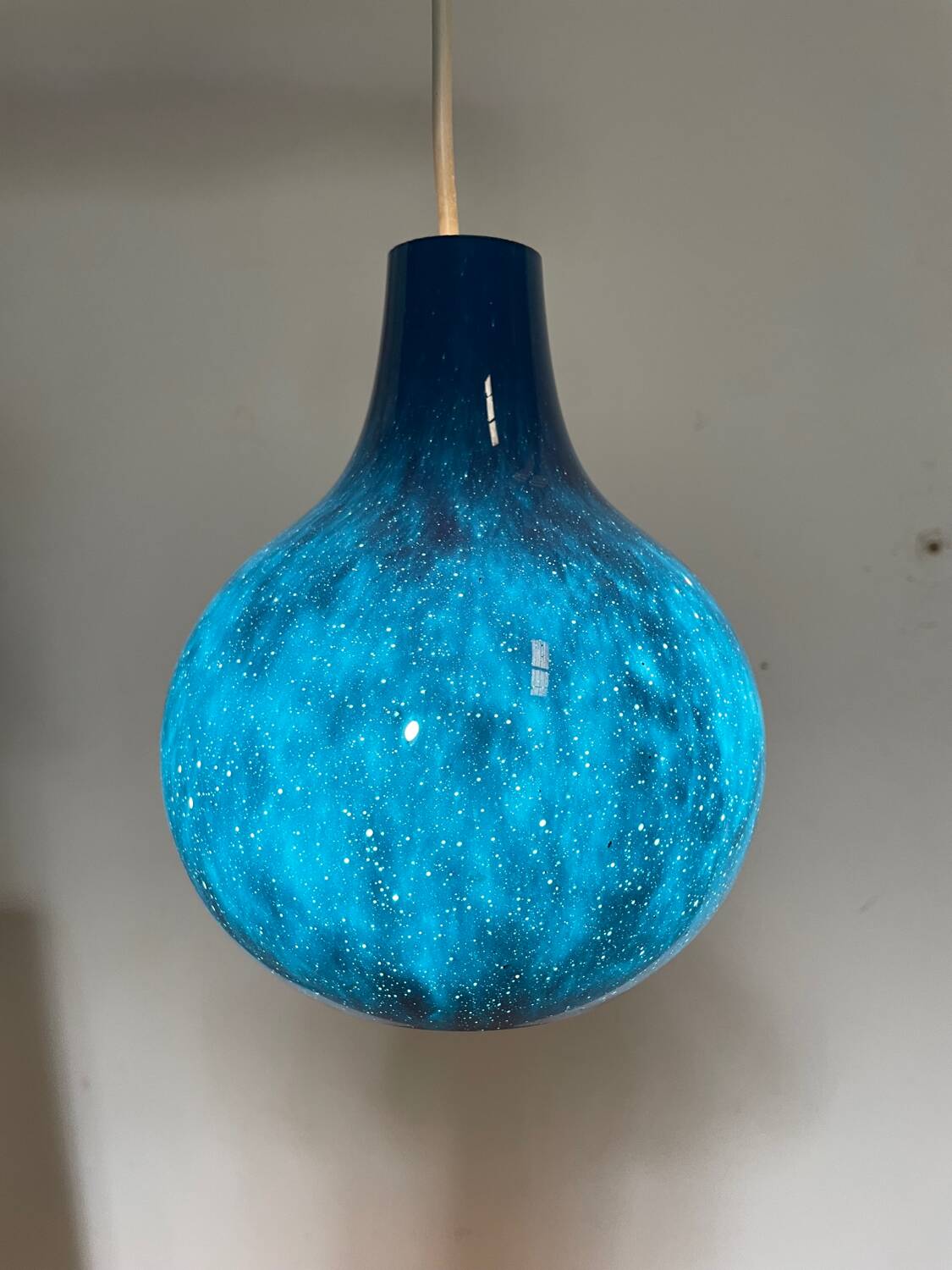 Peill and Putzler mid century vintage blue glass pendant chandelier