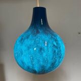 Peill and Putzler mid century vintage blue glass pendant chandelier