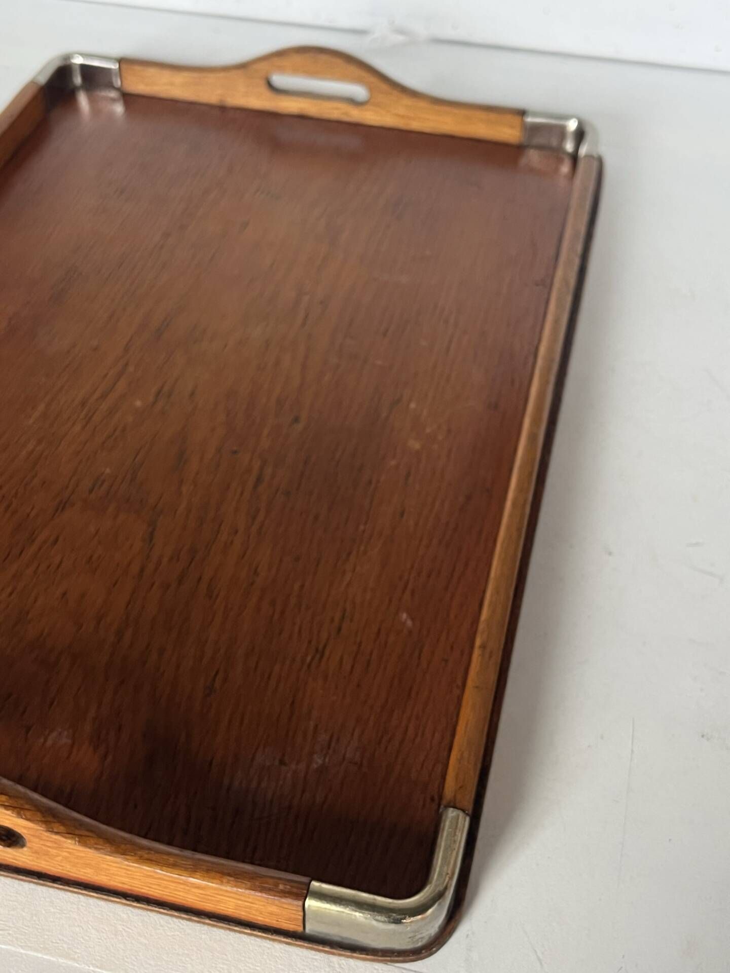 Wood and metal serving tray