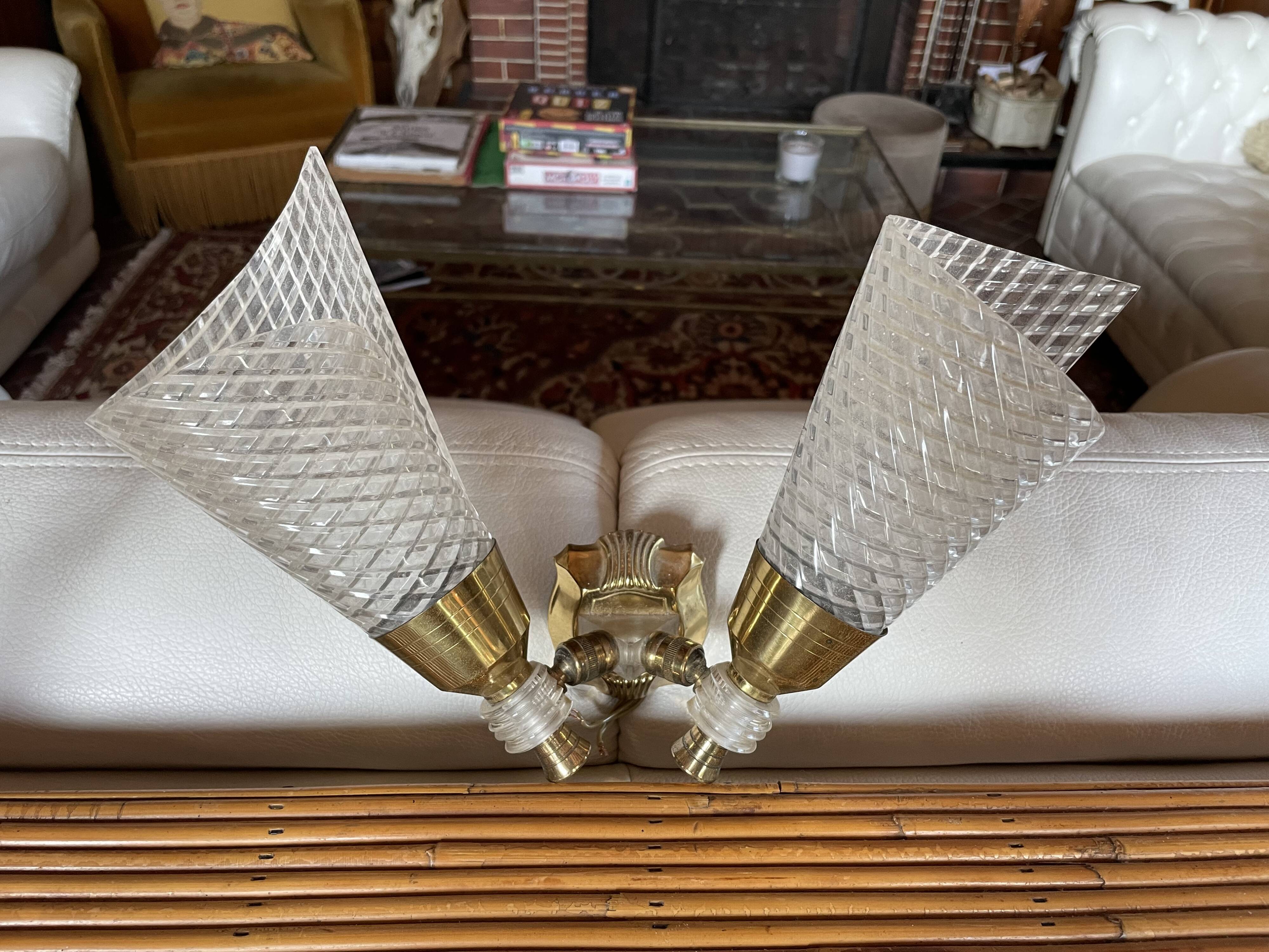 Pair of double sconces in brass 1950