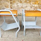 Pair of wooden and metal bedsides 50/60