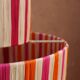 Natural orange pink striped raffia pendant light