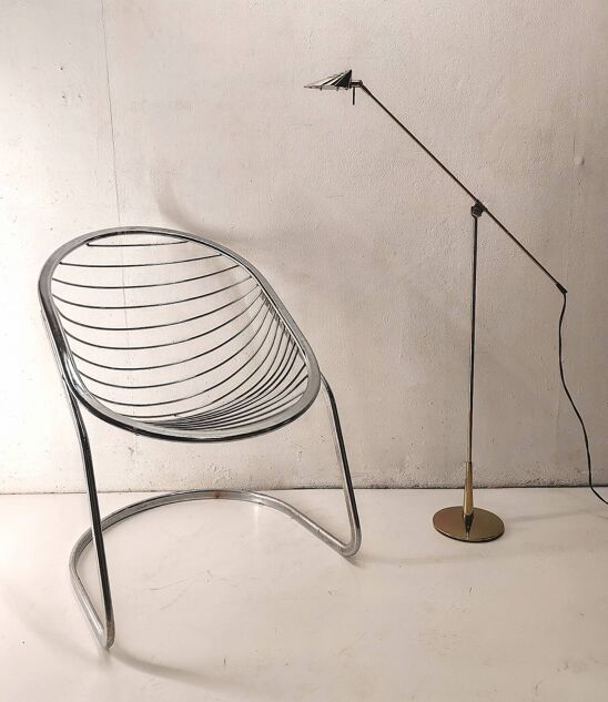 Floor lamp reading light fase 80s gold
