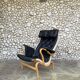 Pernilla armchair new black leather by Bruno Mathsson, Dux, Sweden 1970