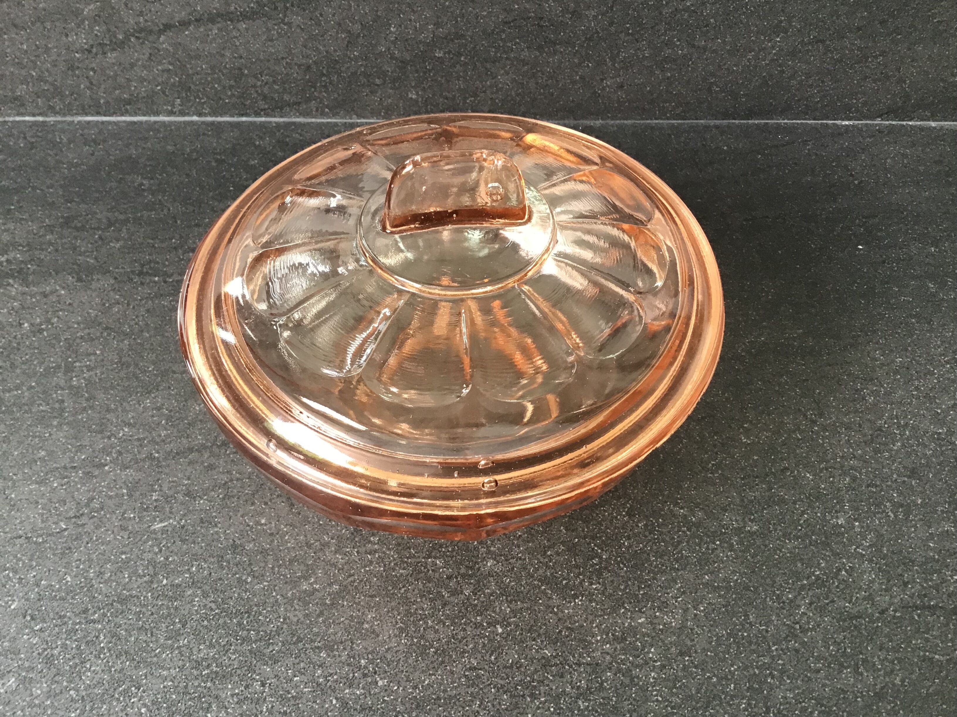 Vintage pink glass candy box