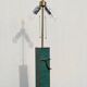 Vintage Jean Roche lamp base, 1980, brass & green