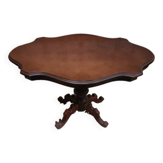 Mahogany pedestal table, vintage violin top