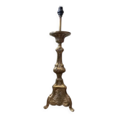 Eighteenth-century candlestick tripod in brass converted into a lamp base.