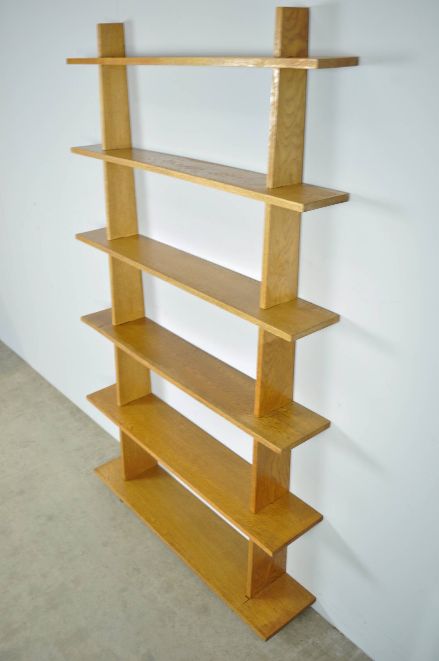 Handcrafted oak bookcase, 1970s
