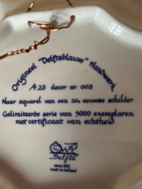 Delf Delfts plat peint main numerote 3/5000