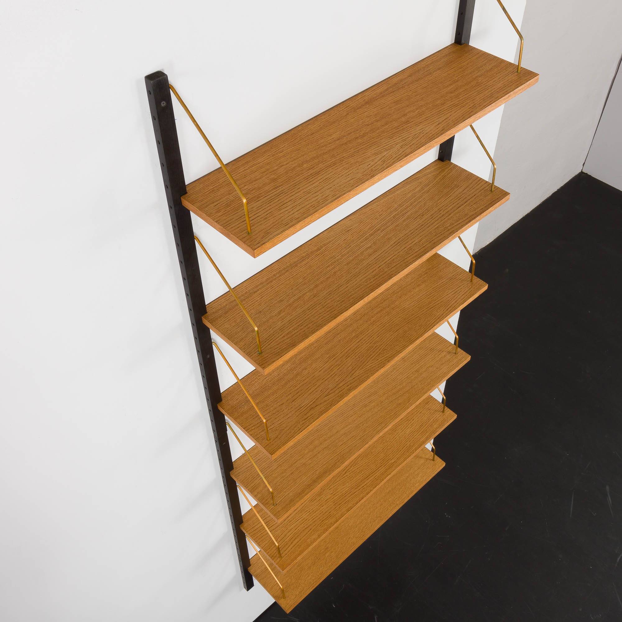 Set of six upcycled oak shelves in Poul Cadovius style.