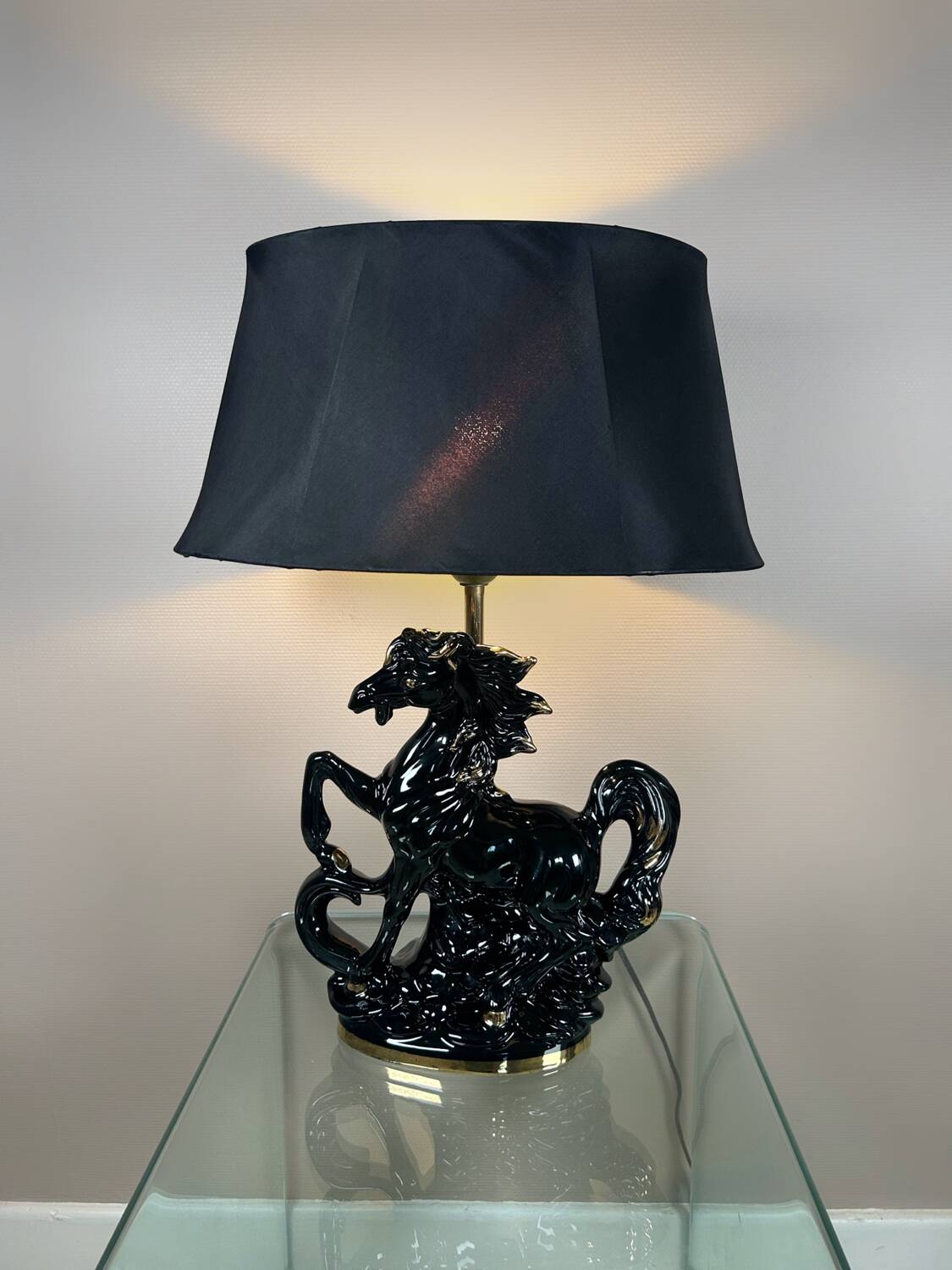 Lampe en céramique cheval, années 70