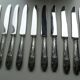 Lot 12 old large silver metal knives Rex covered silver metal floral