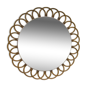 Miroir en rotin vintage 68 cm