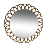 Miroir en rotin vintage   68 cm