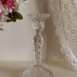 Large molded glass candle holder