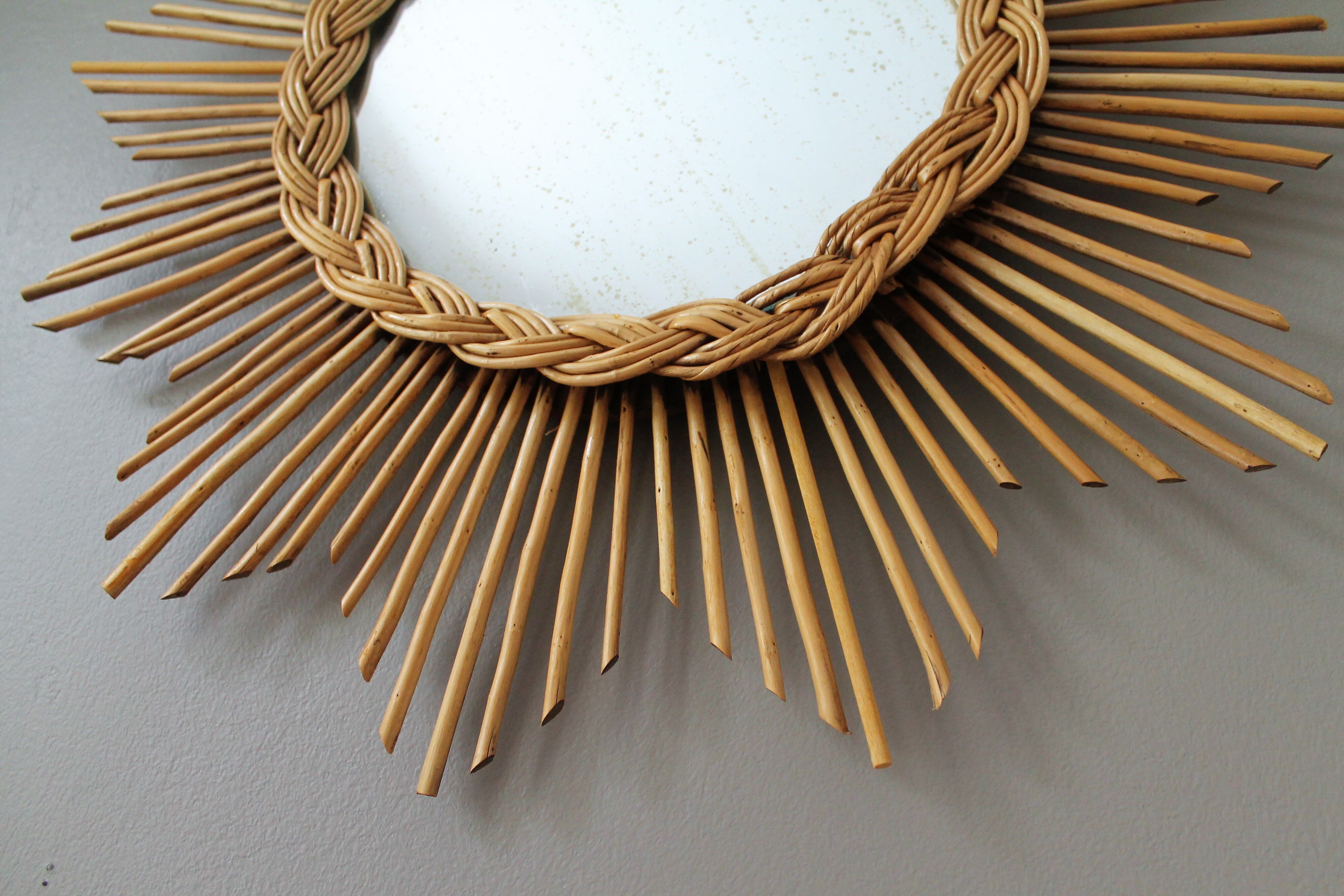 Sun vintage rattan mirror 56x56cm