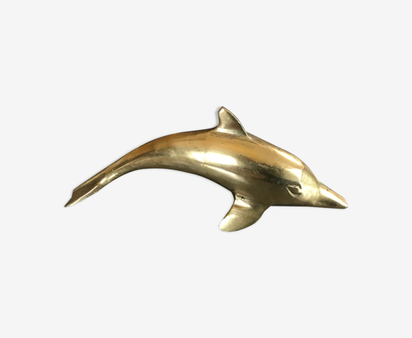 Dauphin vintage en laiton massif - collection animal laiton 12,5 cm