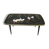 Vintage coffee table with heron décor