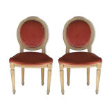 Pair of Louis XVI style cream lacquered chairs around 1900