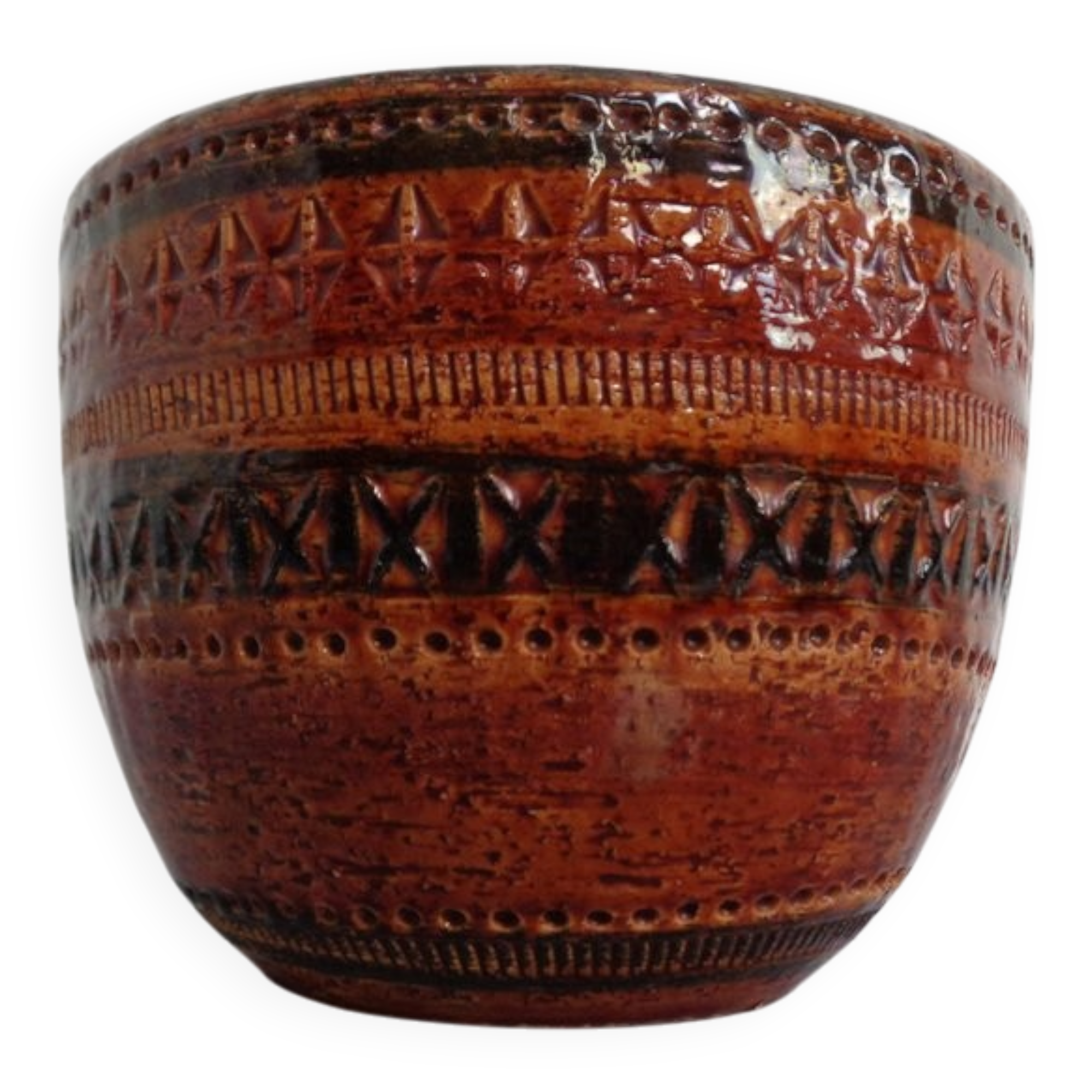 Italian ceramic cachepot by Aldo Londi for Bitossi, 1960s.