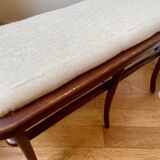 Wooden and beige cotton piano bench