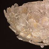 Murano Ceiling Light Gold and Traspare Flower by Seguso for Venini, Italy, 1960s