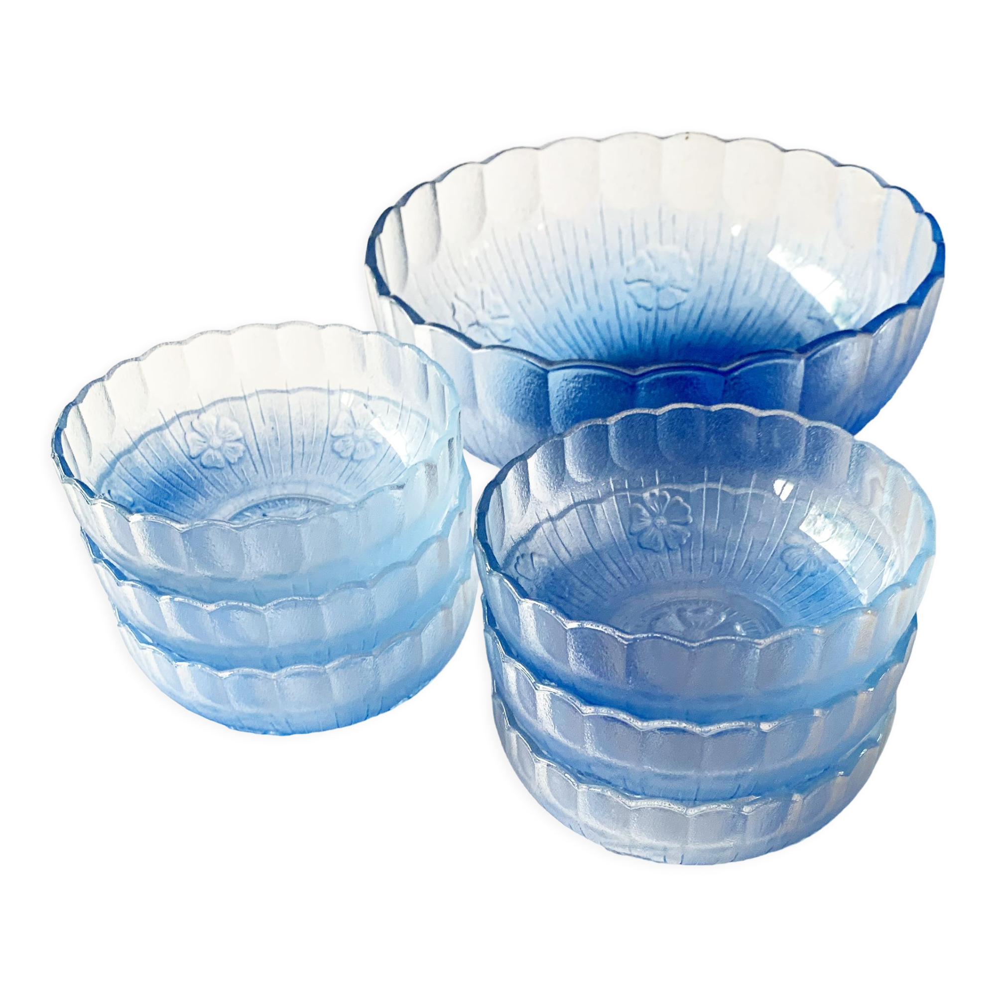 Dessert service in blue Arcopal