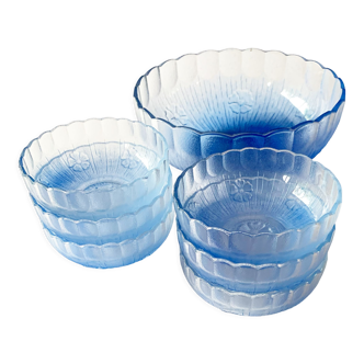 Dessert service in blue Arcopal