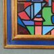 Peinture à l’huile de nature morte cubiste suédoise vintage moderne du milieu du siècle « Nature morte géométrique », encadrée