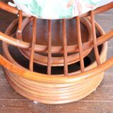 Rattan armchair, reclining and swivel, 70s