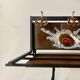 Vintage wall-mounted coat rack in steel, brass and ceramic
