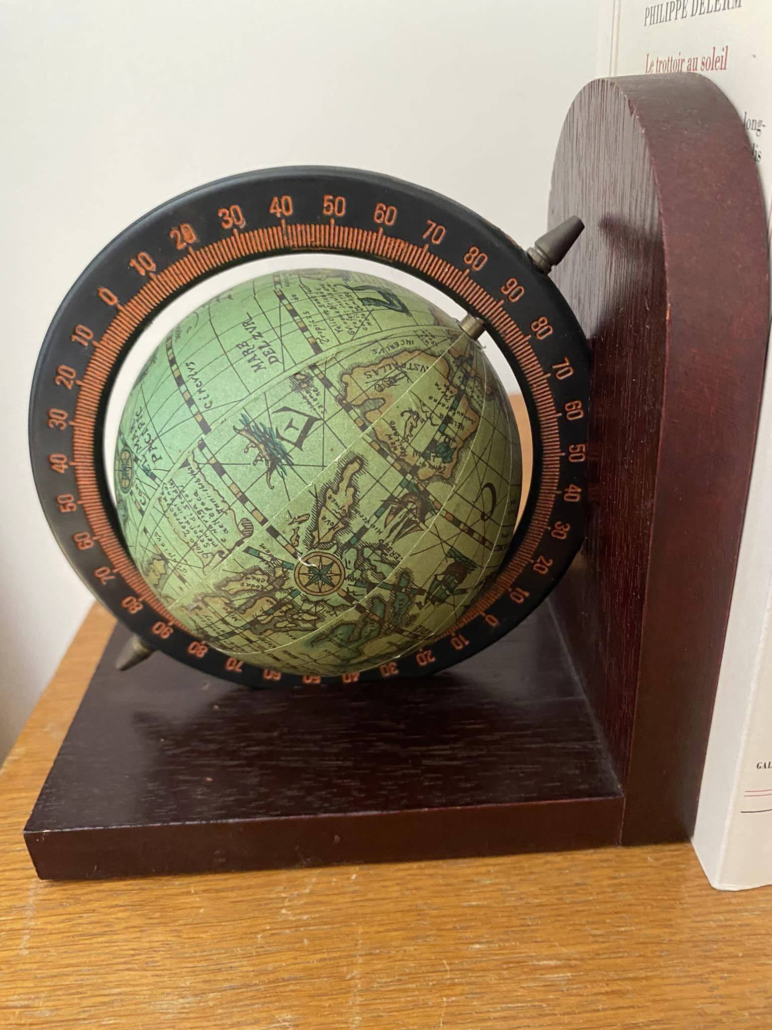 Pair of wooden globe bookends
