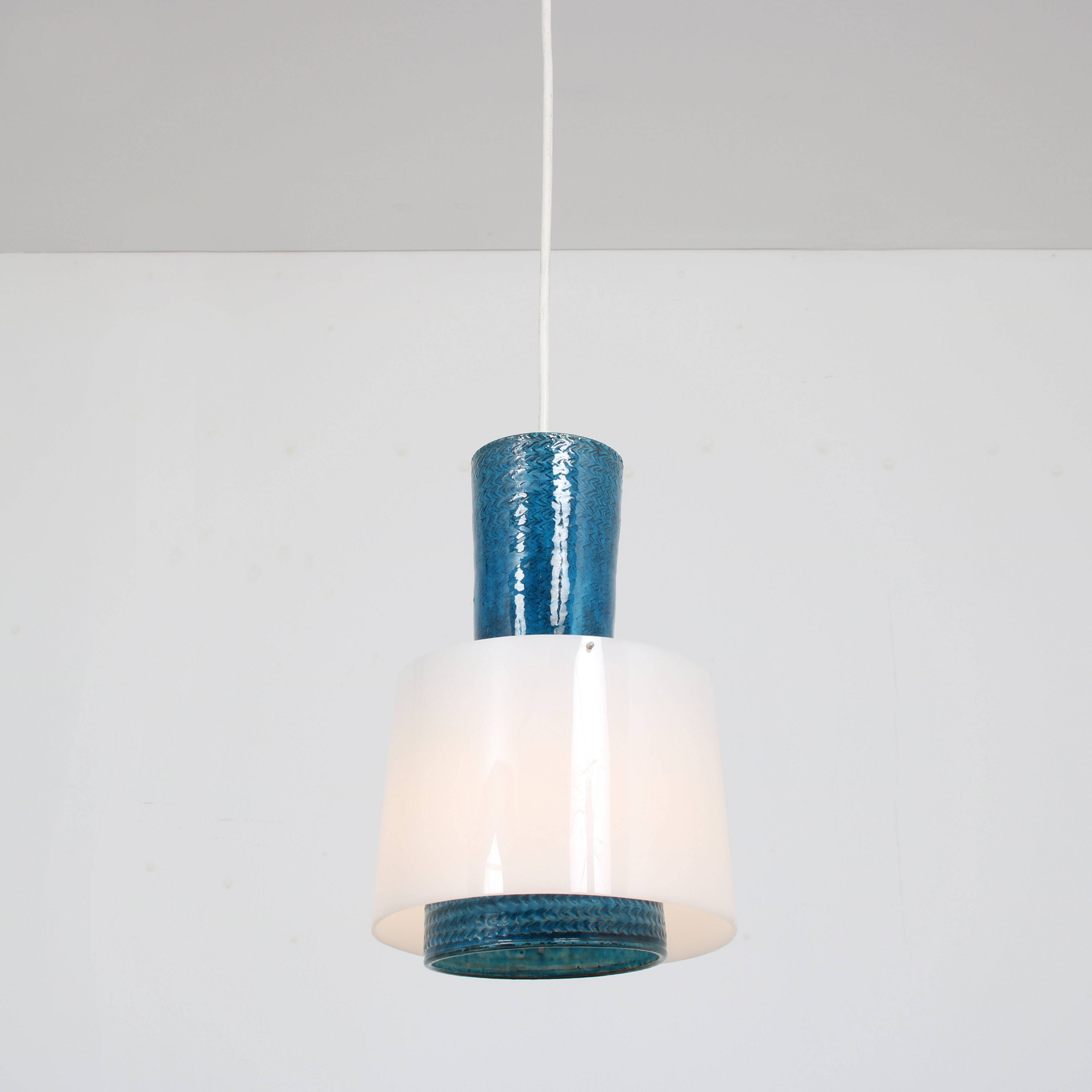 1960s Ceramics hanging lamp by Aldo Londi for Bitossi, Italy