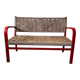 Banc vintage en bois rouge et corde