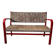 Banc vintage en bois rouge et corde