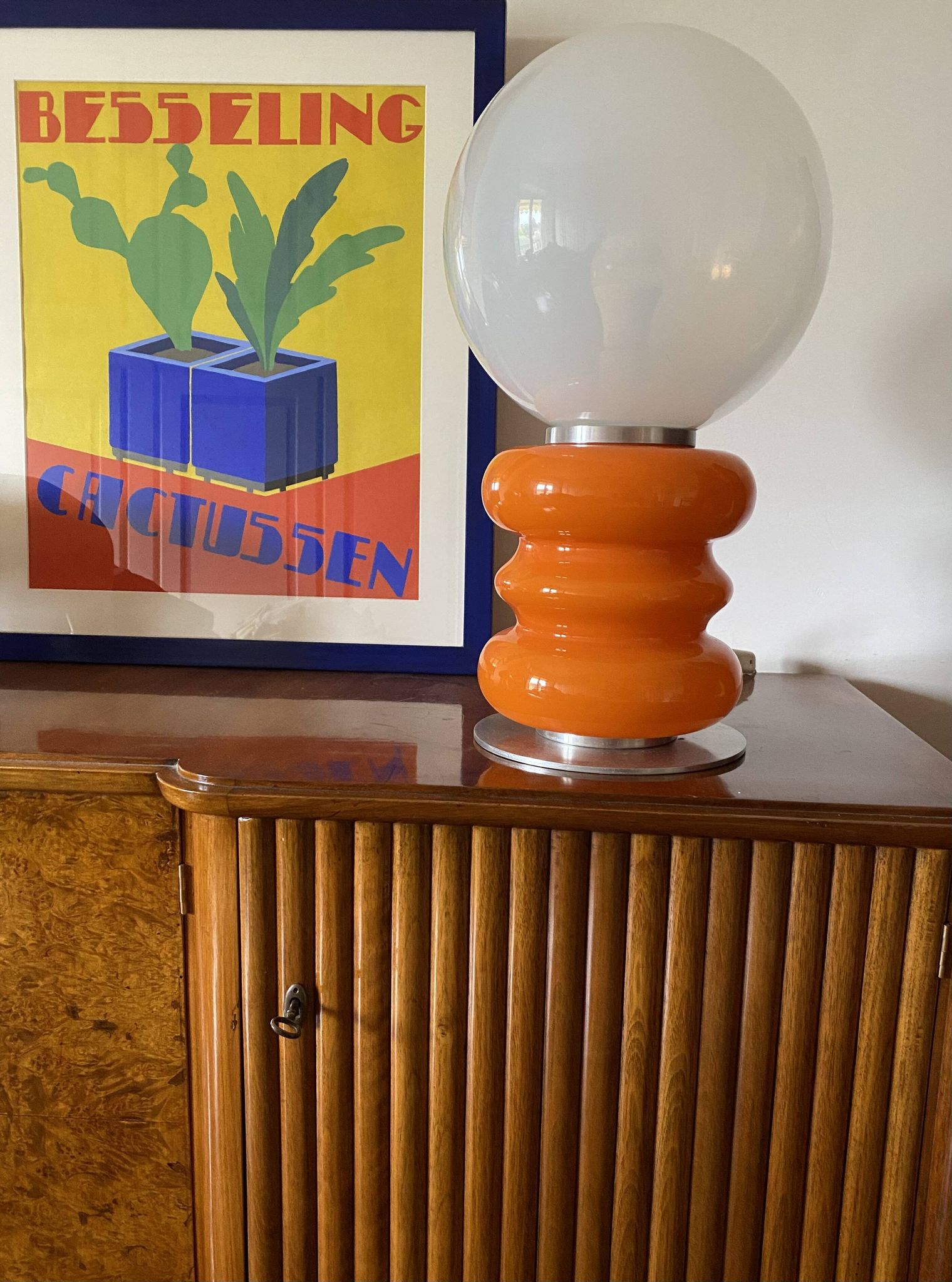 Space Age Orange Murano glass table lamp 1970s