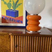 Space Age Orange Murano glass table lamp 1970s