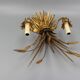 Gilt metal wheat sheaf two-light wall sconce