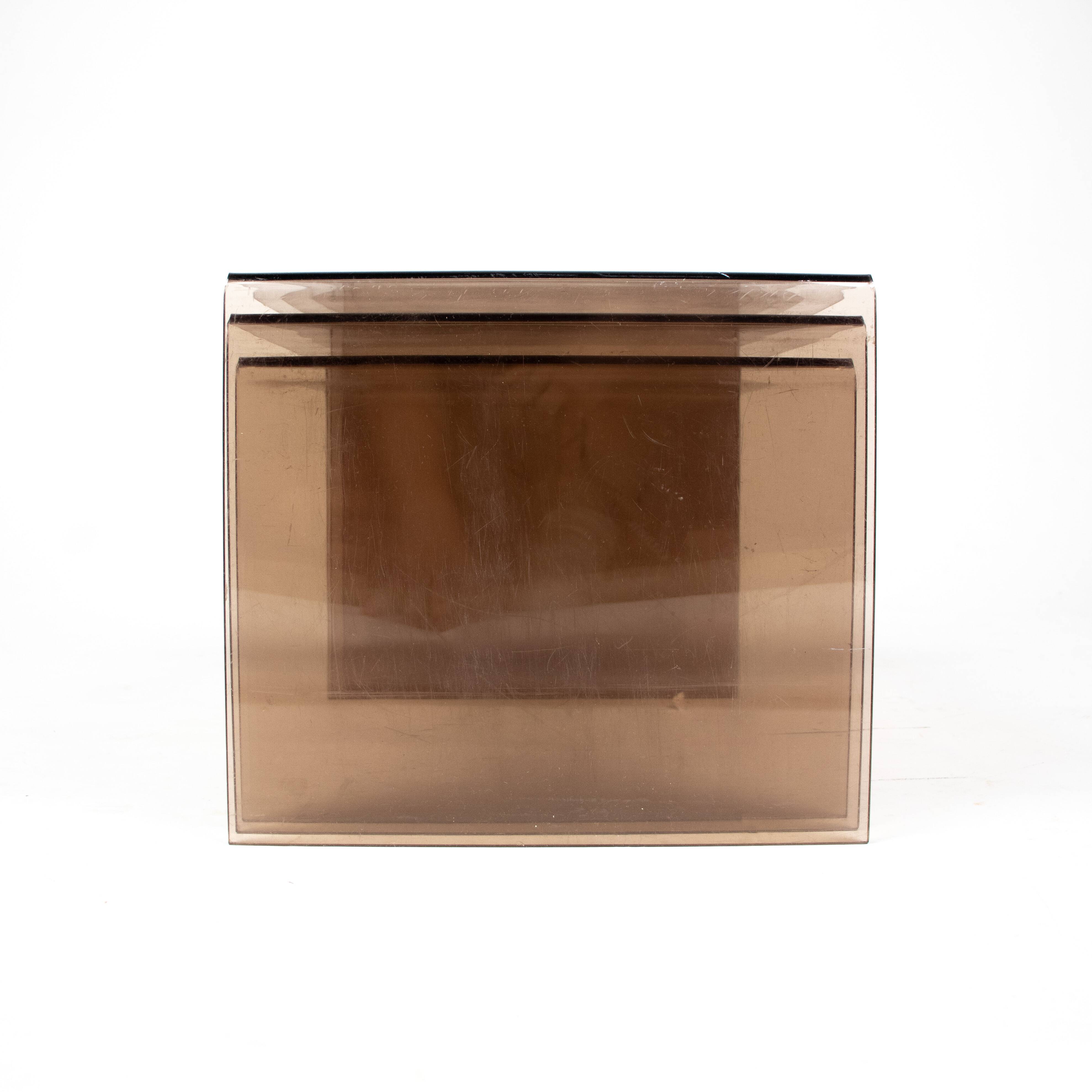 Vintage nesting tables smoked plexiglass 70