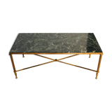 Sea green marble and brass coffee table