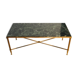 Table basse en marbre vert de mer et laiton