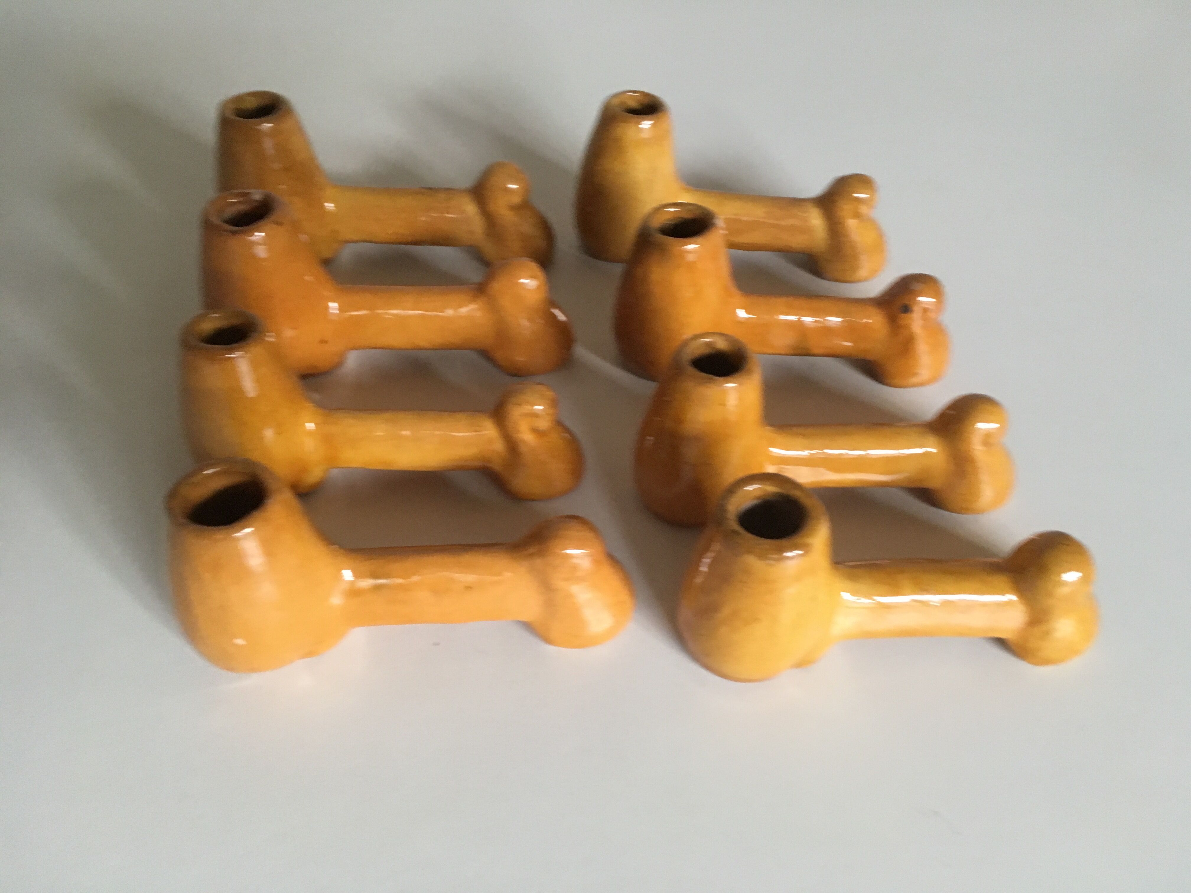 Series of 8 glazed earth knives from Vallauris Biot 60s
