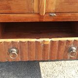Teak glass cabinet two doors and a drawer
