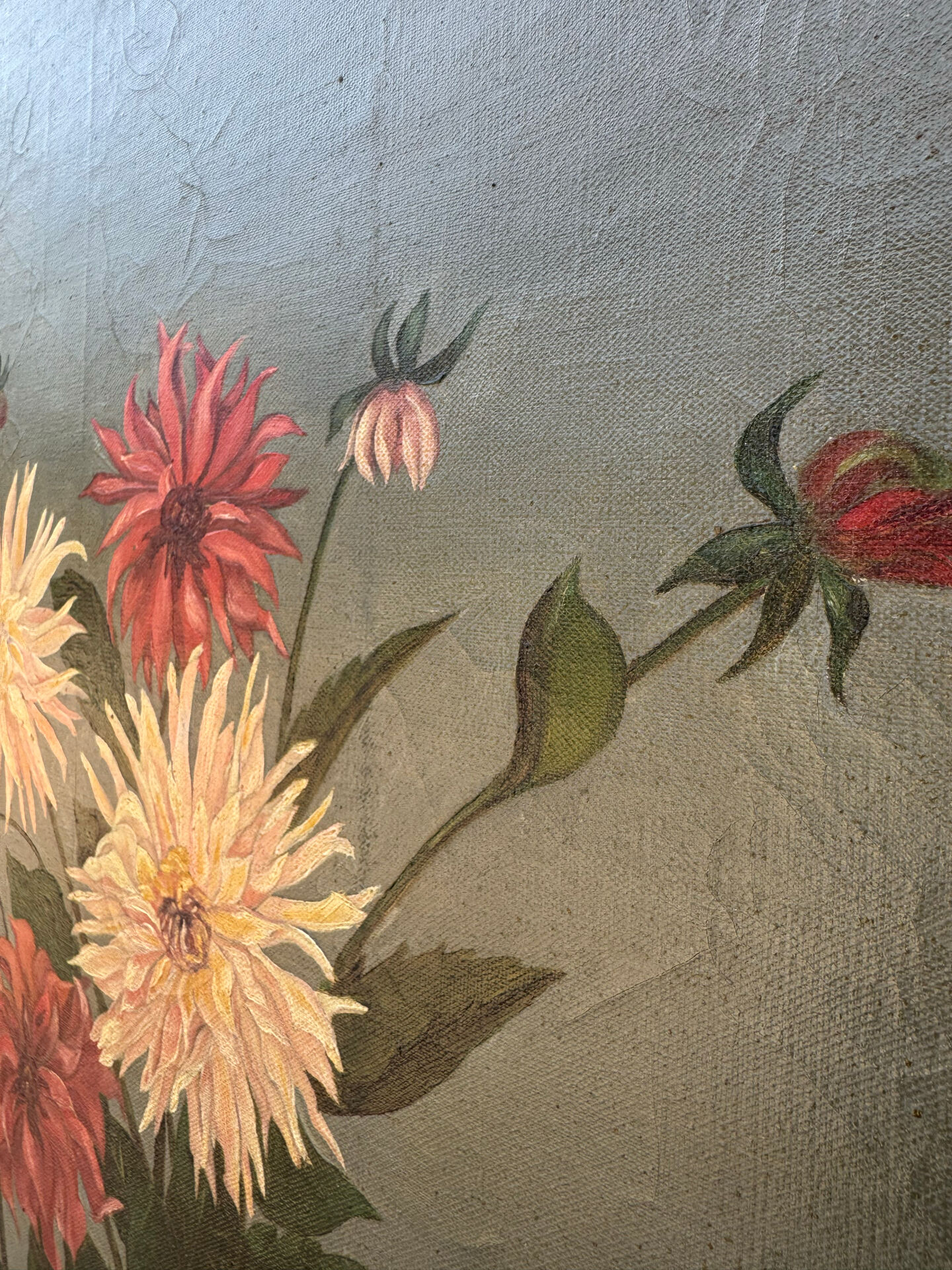 Tableau ancien pivoines huile sur toile