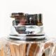 Mid-century Scandinavian heavy frosted glass table and ashtray, 1960s, set of 2.