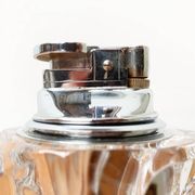 Mid-century Scandinavian heavy frosted glass table and ashtray, 1960s, set of 2.