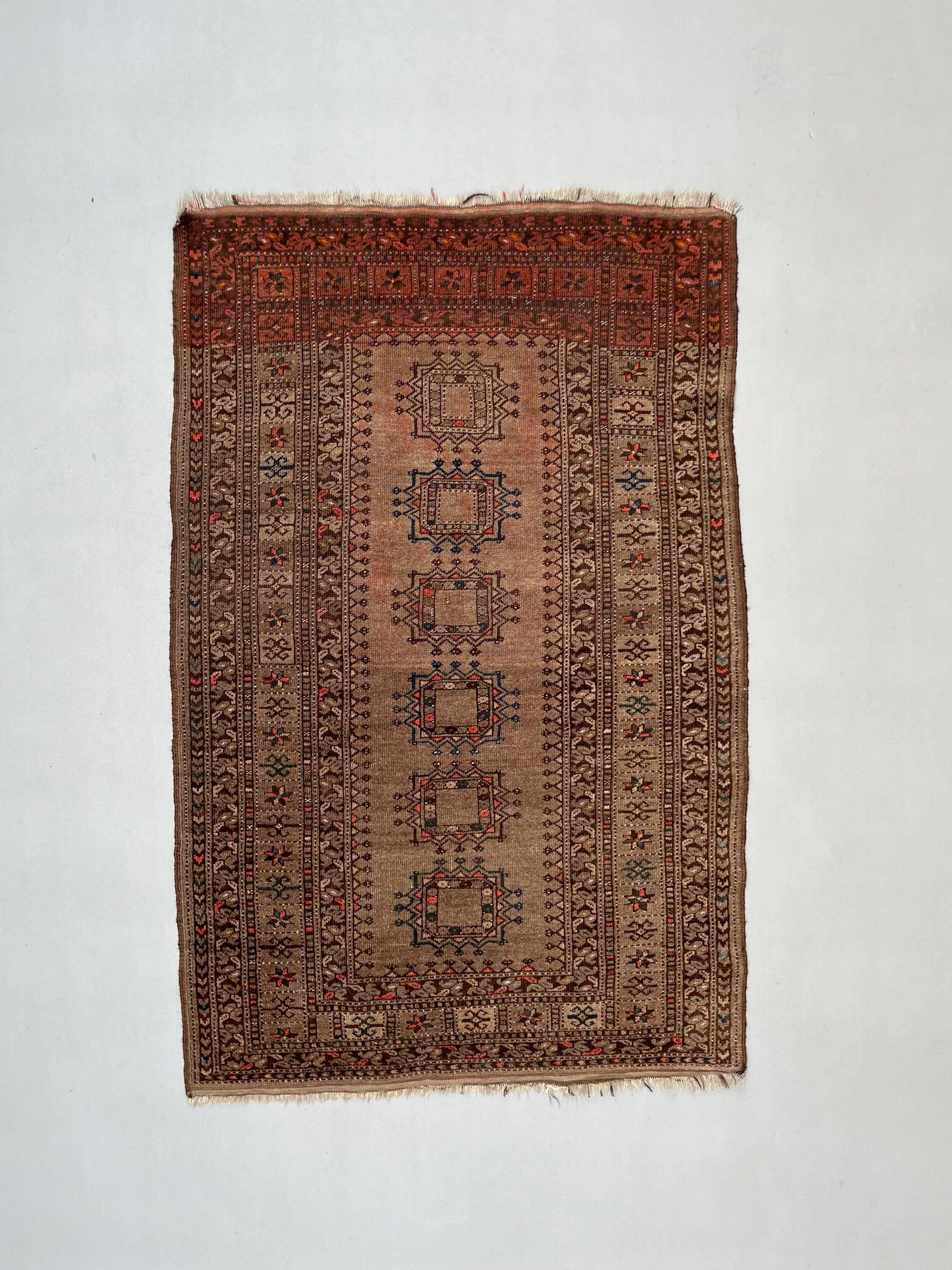 Vintage Afghan Turkoman village Rug 170x112 cm, Red, Black Tribal Medium