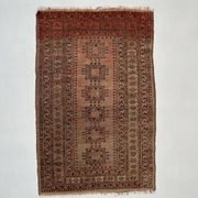 Vintage Afghan Turkoman village Rug 170x112 cm, Red, Black Tribal Medium