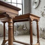 Set de deux tables bistrot en noyer et carrelage 1890
